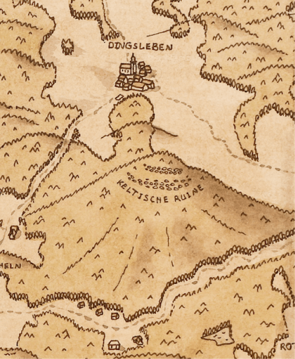 Historische Karte Grabfeldgau – Fantasiekarte von Römhild & Grabfeld im Antik-Stil (30×40 cm Poster)