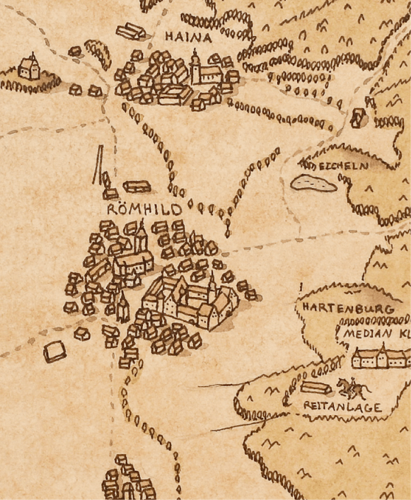 Historische Karte Grabfeldgau – Fantasiekarte von Römhild & Grabfeld im Antik-Stil (30×40 cm Poster)