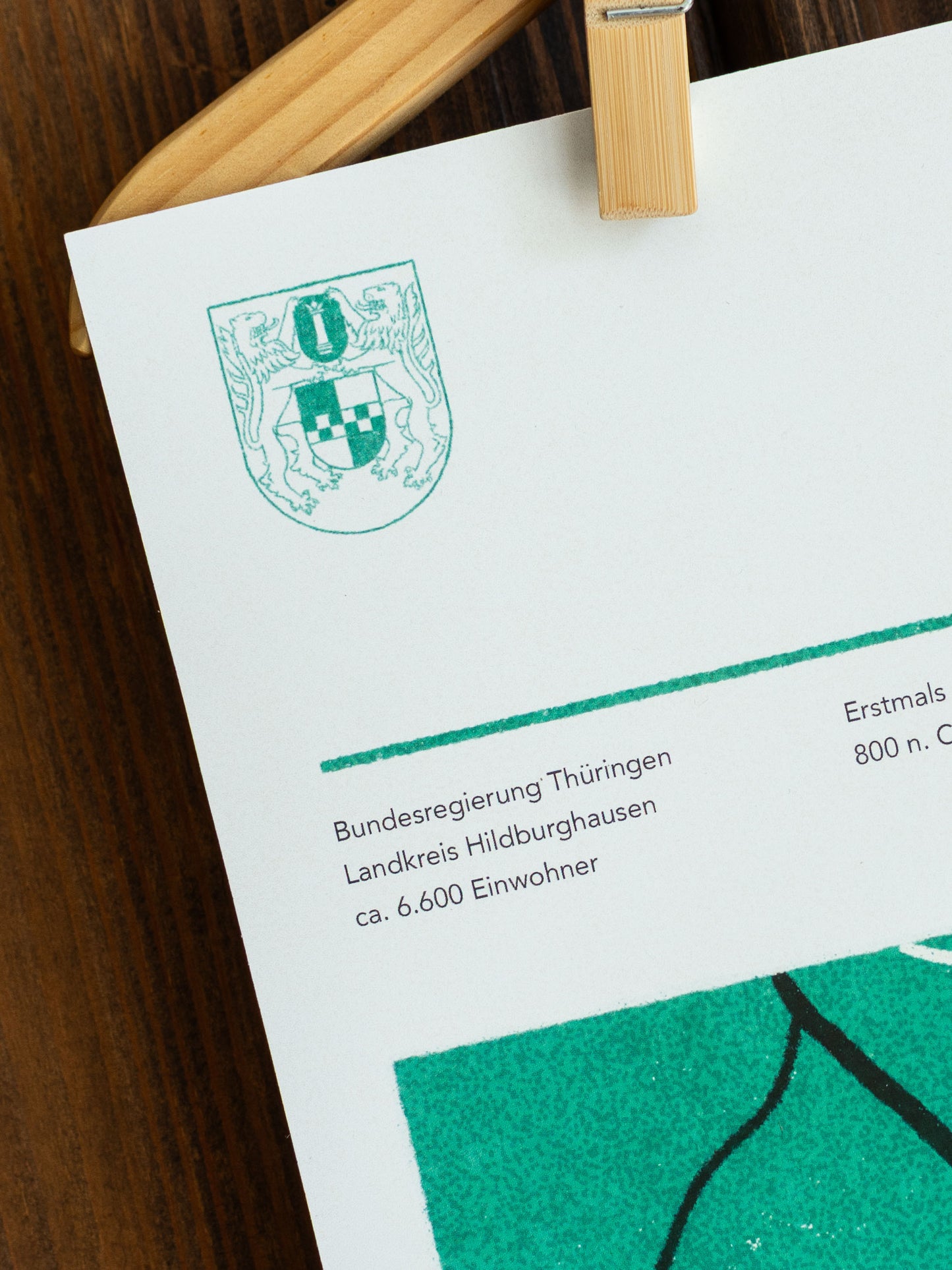 Römhild Stadtposter – A2 Karte mit Wappen und Stadtinfos im Retro-Stil (Thüringen)