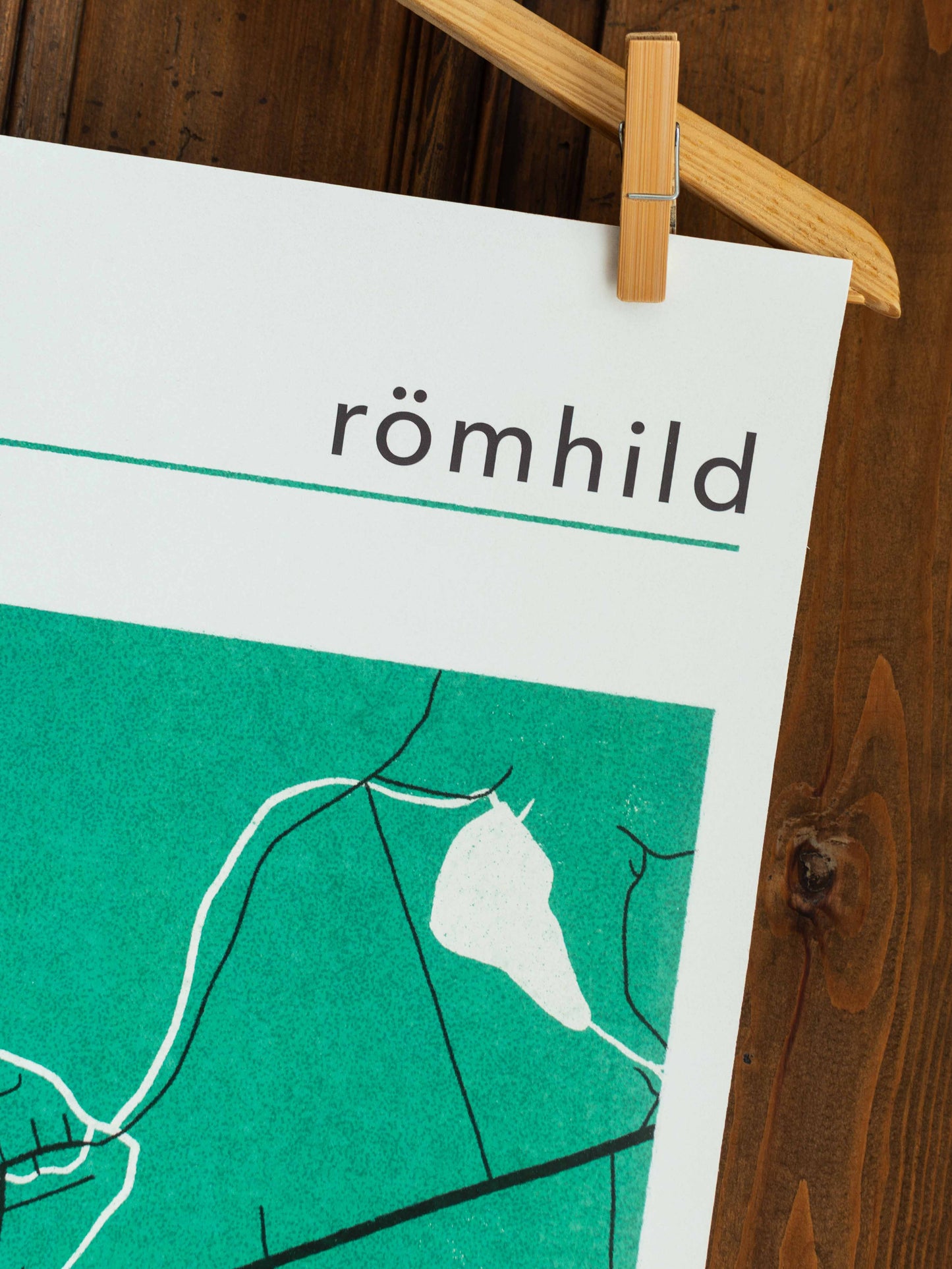 Römhild Stadtposter – A2 Karte mit Wappen und Stadtinfos im Retro-Stil (Thüringen)